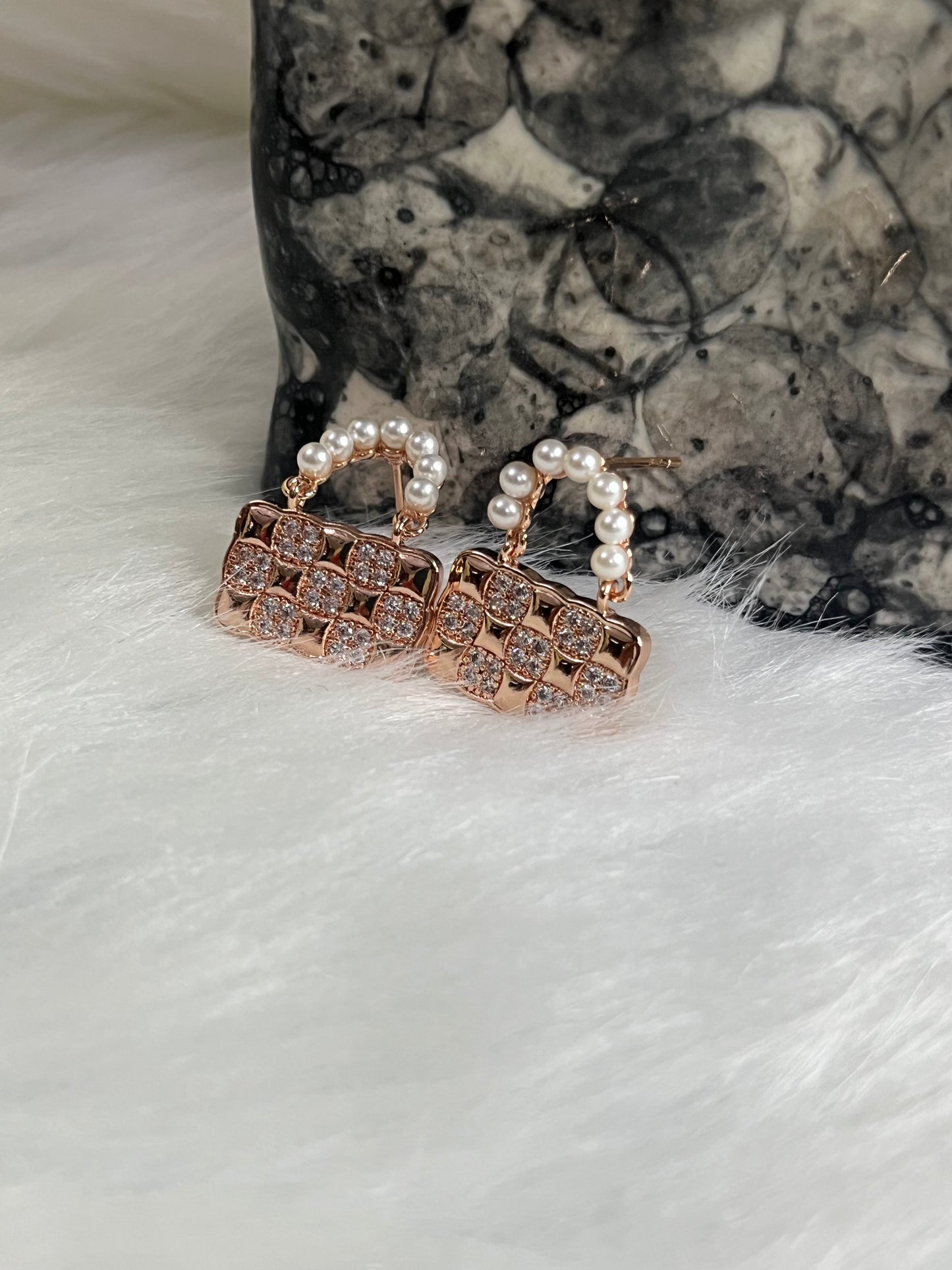 Rose gold mini bag earring