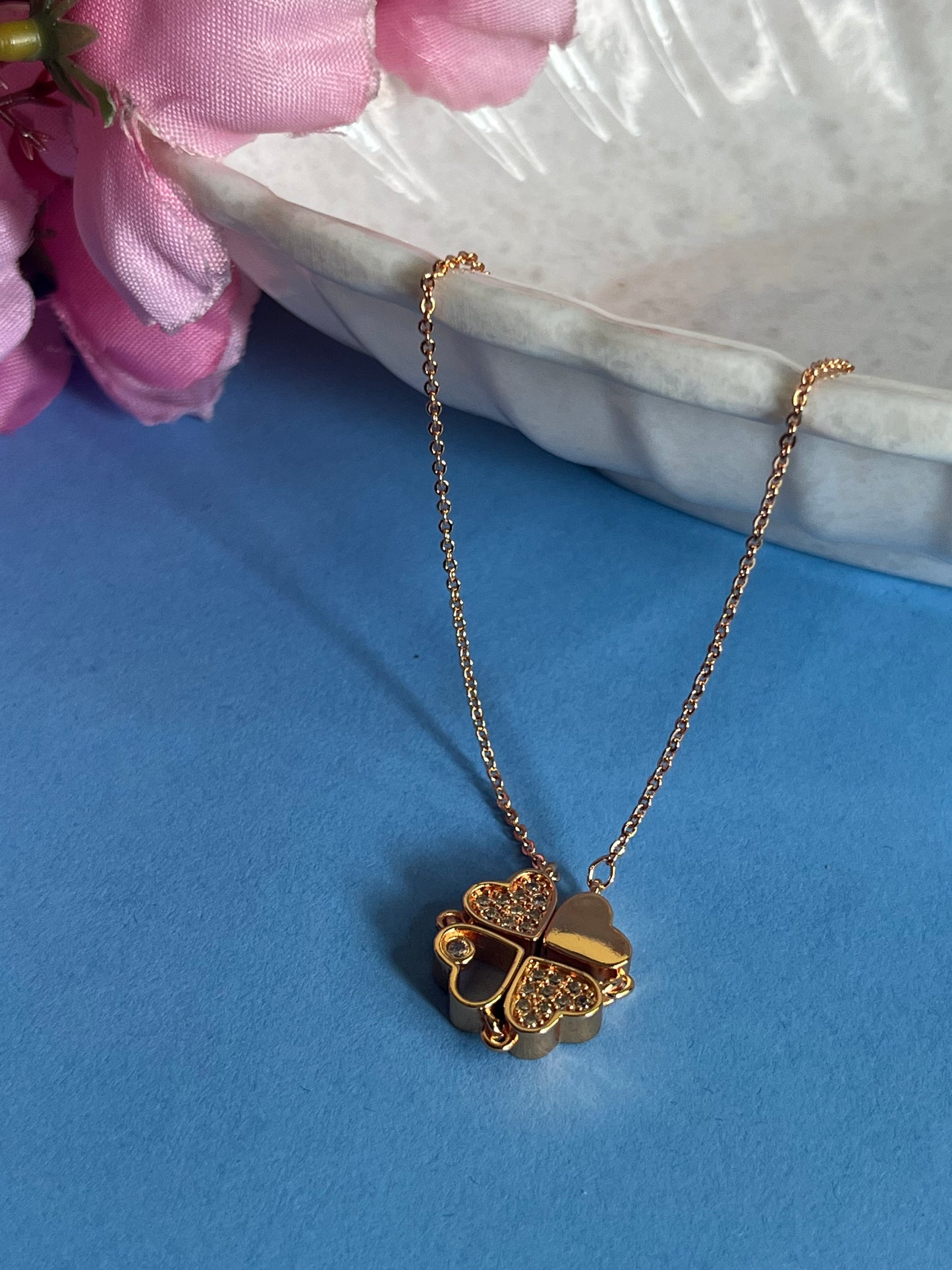 Magnetic Heart + Flower Necklace